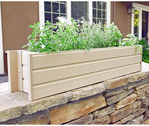 ECOFLEX 48" Window Box Planter, Moisture Resistant Outdoor Flower Box for Windows, Railings, or Fences, Weather Resistant Composite, No Tools Needed