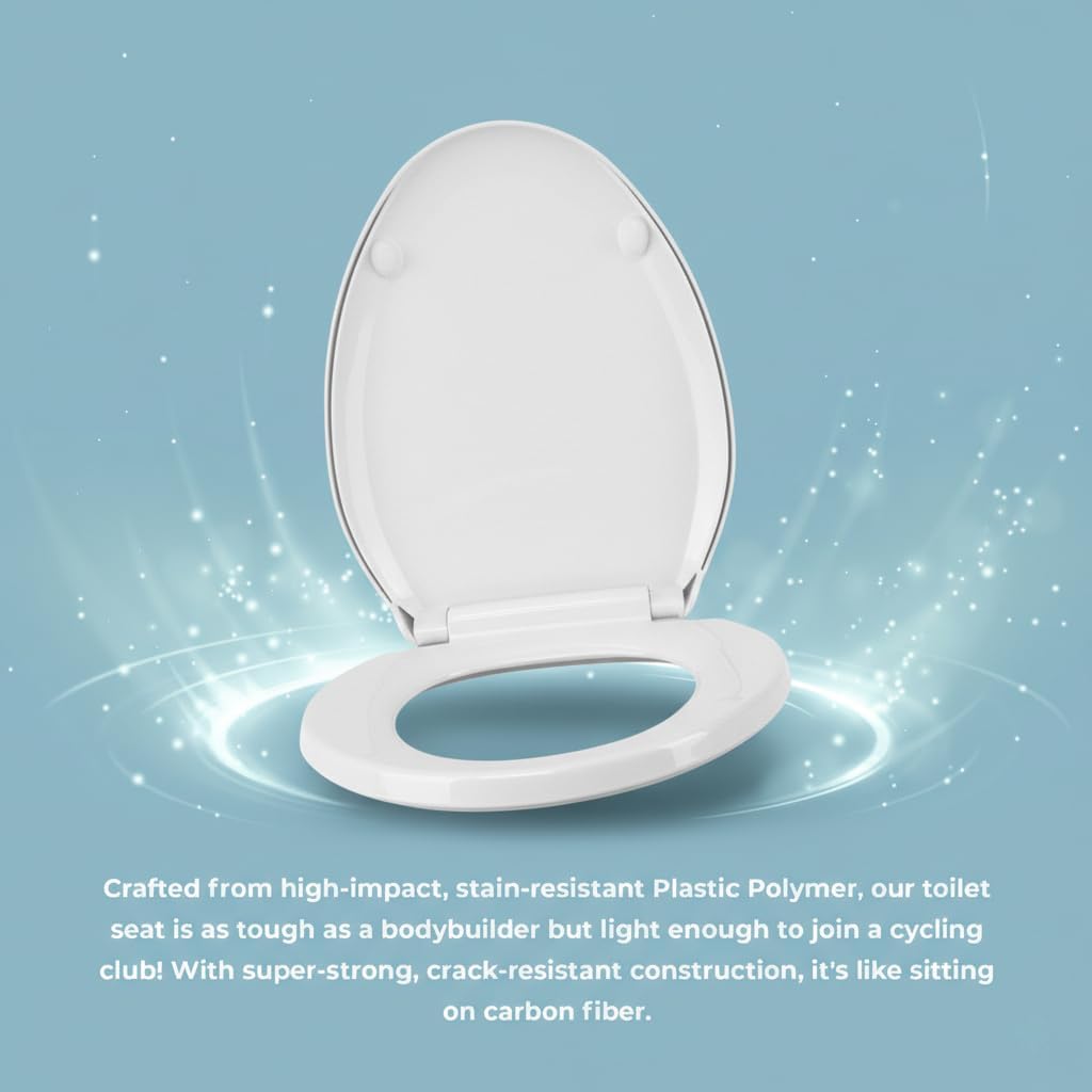 Renovators Supply Manufacturing Plastic Soft Close Toilet Seat Elongated Quiet-Close Lid, Contoured Seat, Easy to Install and Clean, Grip-Tight Bumpers with Adjustable Mounting Hardware, Black