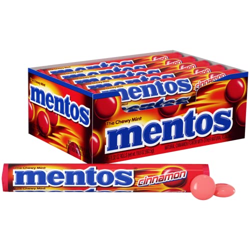 Mentos Chewy Mint Candy Roll, Cinnamon, 14 Pieces Per Roll, 15 Count Pack