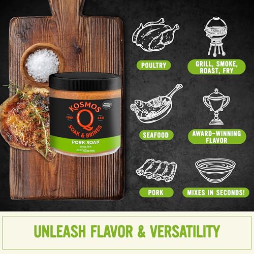 Kosmos Q Chicken Brine Soak, Brown Sugar & Worcestershire Spice Mix For Whole Bird, Breasts, Tenderloins, Grilling, Roasting, Smoking, Locks In Moisture, Savory Flavor, Easy Mix Directions, 16 Oz Bag