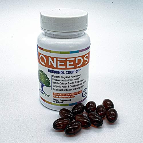 QNeeds® coqh-cf Ubiquinol 100 mg COQ10 Clinically Proven Enhanced Delivery for Maximum Absorption, Enhanced Mitochondrial Support
