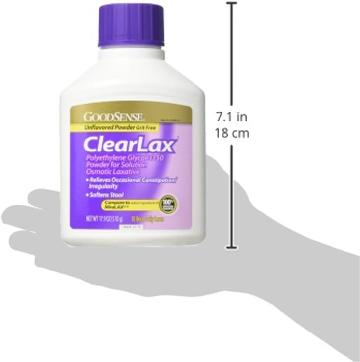 GoodSense ClearLax, Polyethylene Glycol 3350 Powder for Solution, Osmotic Laxative, 17.9 Ounce