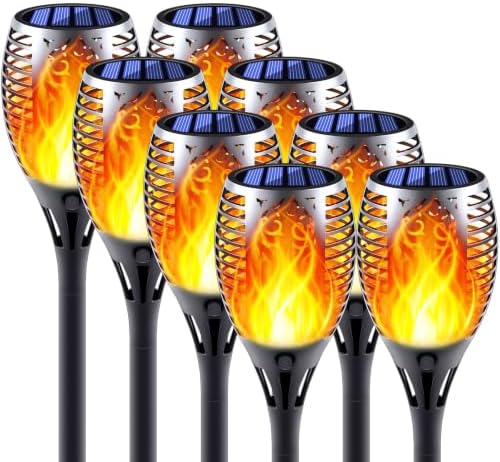 8 Pack Large Size Solar Flame Lights Outdoor with Flickering Flame