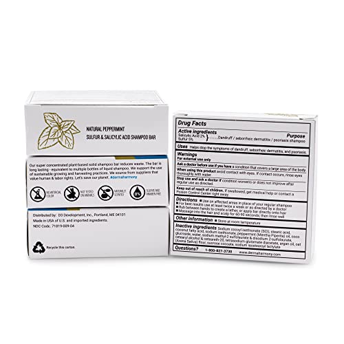 Dermaharmony 5% Sulfur 2% Salicylic Acid Shampoo Bar for Dandruff (4 oz)