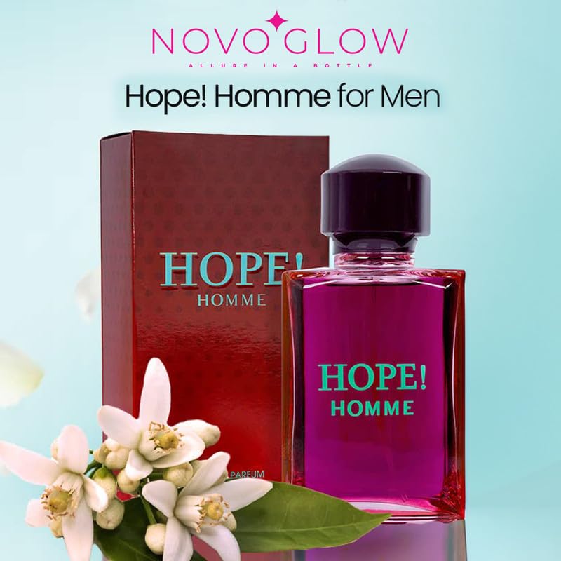 NovoGlow Hope Homme for Men - 100ml Eau De Parfum Spray for Men - Spicy Floral & Intense Fragrance, Warm Scent That Lasts All Day