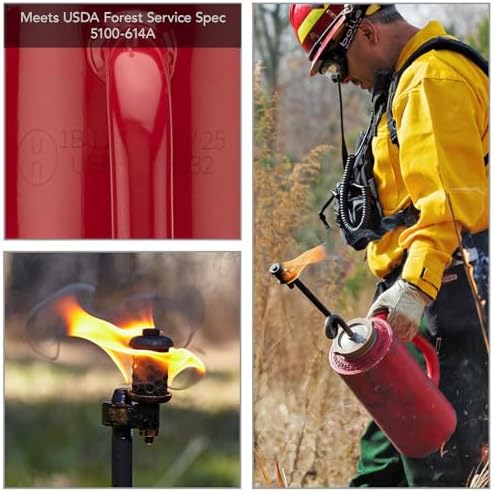 Forestry Suppliers Sure-Seal Red OSHA Double-Bottom Drip Torch | Heavy Duty 15 Gauge Aluminum Canister | Big Mouth for Easy Filling | Fuel Trap &