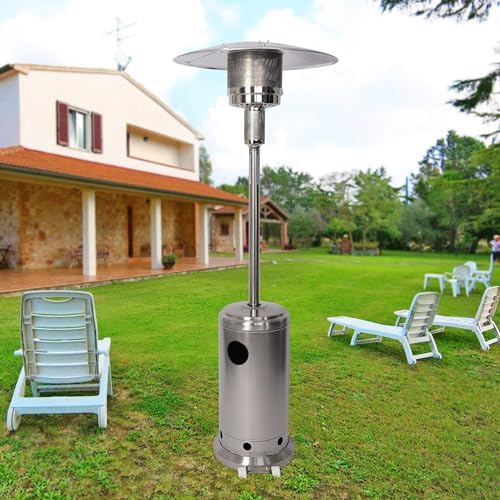 LUCKYERMORE 36, 000 BTU Patio Heater with Wheels, 87”High Outdoor Heater Gas Heat for Commercial and Residential, Stainless Steel Burner