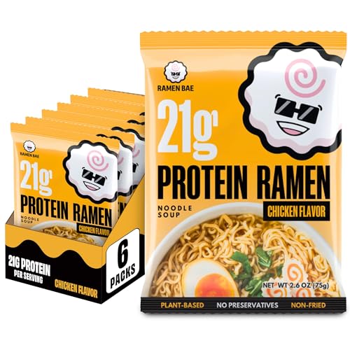 Ramen Bae Original Stir Fry Protein Noodles - 28g Protein, Garlic Soy | Air Dried Not Fried, Plant Based, Vegan Protein Noodles - Lower Carb & Fat - Savory & Bold with Hint of Spice (Pack of 6)