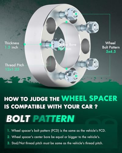 SCITOO 1.5" Wheel Spacers 5x4.5 Fit for NISSAN for Pathfinder 4Pcs Silver
