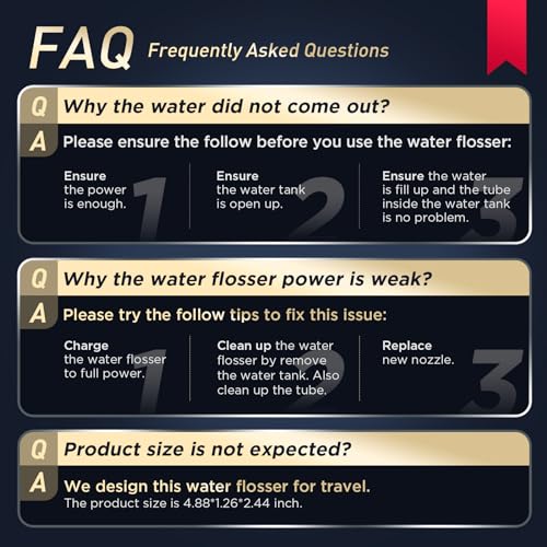 Water Flosser [ Mini Cordless Portable ] Oral Irrigator Water Teeth Cleaner Pick, Telescopic Water Tank, 3 Modes & IPX7 Waterproof