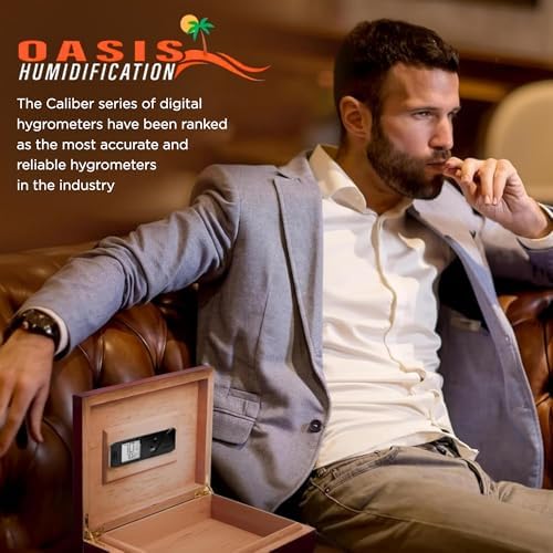 Oasis Caliber V Digital Hygrometer and Thermometer - Slim Hygrometer & Thermometer w/Digital Humidity Sensor Gauge for Precise Readings