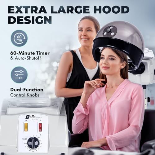 Buy-Rite Melissa Hair Steamer Color Processor 620W Extra Large Hood | Hood And Five-Star Rolling Base, For Deep Conditioning And Color Treatments
