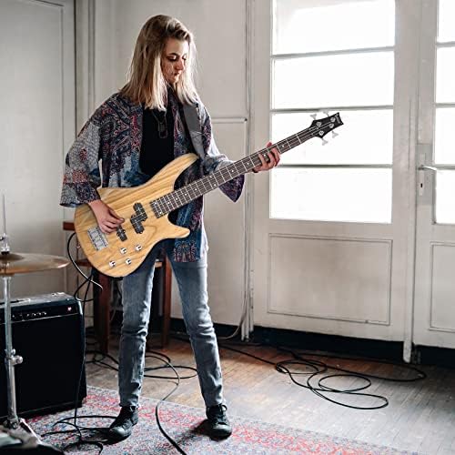 GLARRY GIB Series 4 String Electric Bass Guitar Beginner Kit Full Size with 20W AMP, Strap, Bag and Accessories (Burlywood)