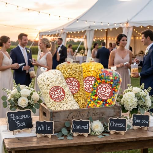 4 Flavor Gourmet Popcorn Assortment 8 Gal. (128 Cups) Large Sampler - White, Caramel, Cheese, and Rainbow Bulk Popped