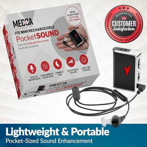 Personal Sound Amplifier - Audio Hearing Amplifier Device and Voice Enhancer Device for Sound Gain of 50dB, Up to 100 Feet Away
