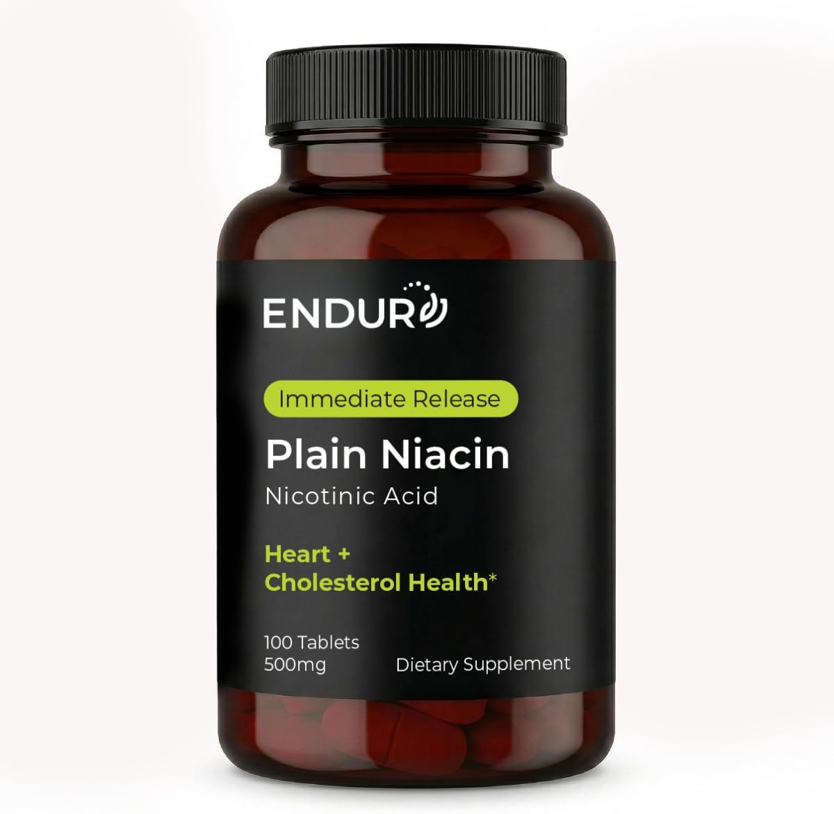 ENDUR Niacin IR (Immediate Release) Nicotinic Acid 500 mg (100 ct) | Immediate release formula, allergen-free clean label, vegan and gluten-free