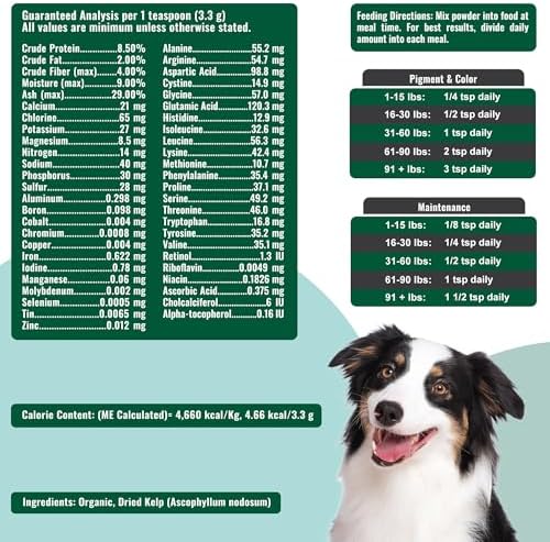 Dogzymes Organic Norwegian Kelp for Pets, a Valuable Nutrition Source Rich in Iodine to Support Gland Function, Especially The Thyroid (3 Pound)