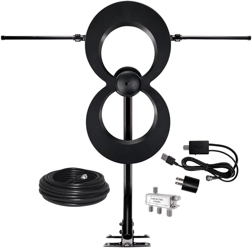 Antennas Direct ClearStream 2V Indoor Outdoor TV Antenna UHF VHF Multi-Directional, 60+ Mile Range, 4K 8K UHD, NEXTGEN TV – w/Reflector, 20-inch Mast