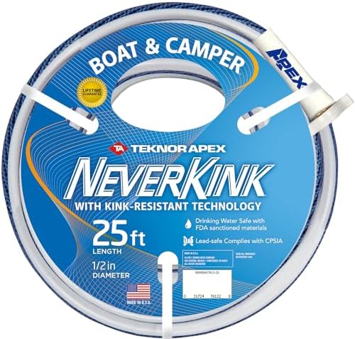Teknor Apex 100513545 NeverKink 7612-25, Boat and Camper, Drinking Water Safe Hose, 1/2-Inch by 25-Feet Hose