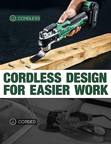 KIMO 20V Cordless Oscillating Tool Kit with 26-Pcs Accessories, Max 21000 OPM, 6 Variable Speed & 3° Oscillating Angle
