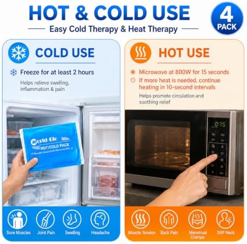 Soft Ice Packs Reusable Gel Pack 2, Hot and Cold Gel Ice Packs for Injuries, Headaches, Joint Pain Relief, Comfort Ice Pack Flexible Therapy on Neck, Ankle, Knee, Leg, Shoulder, Elbow, Wrist, Feet