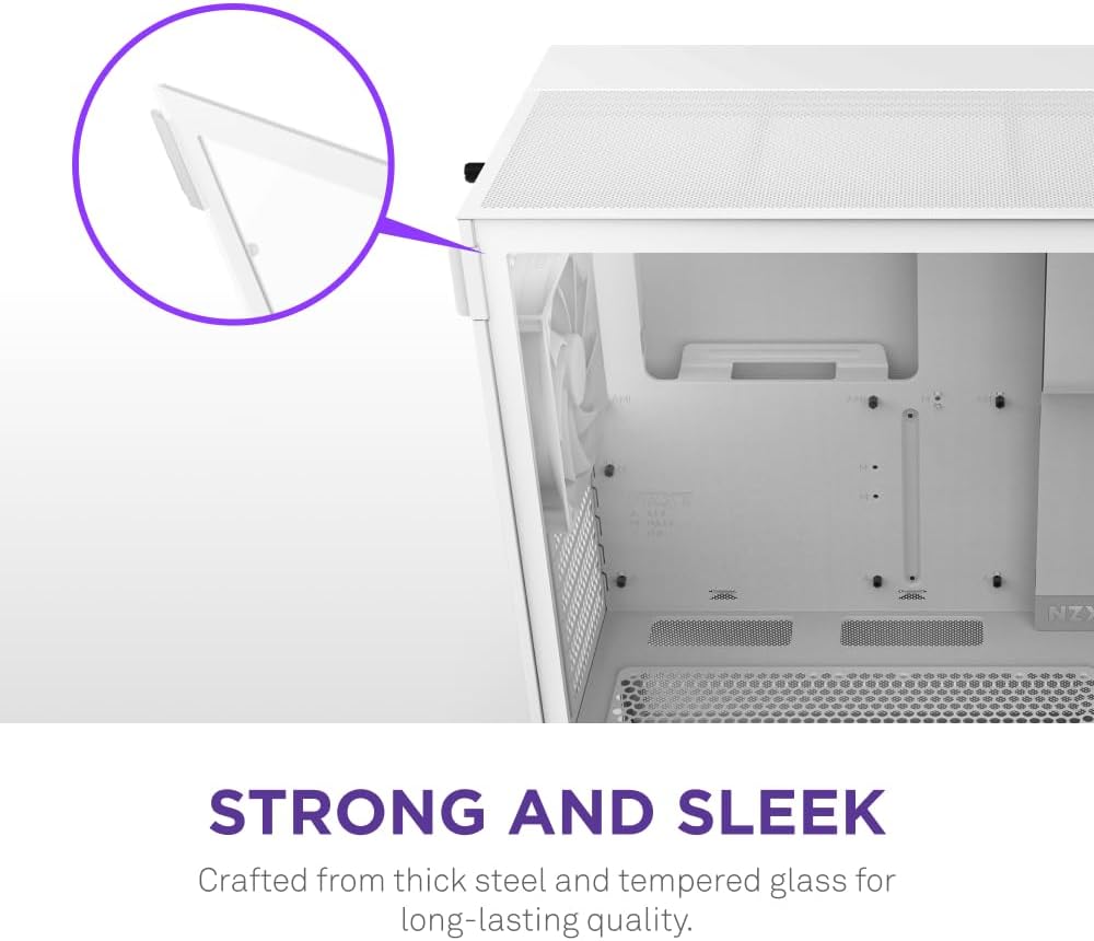NZXT H5 Flow RGB - Compact ATX Mid-Tower PC Case - White | Compact mid-tower with included F360 RGB Core fans, 360mm radiator support, tempered glass. CAM-ready RGB out of the box.