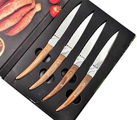 Porterhouse 4-Piece Steak Knife Set with Light Wood Handle