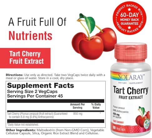 Solaray Tart Cherry Fruit Extract 850 mg, 90 VegCaps