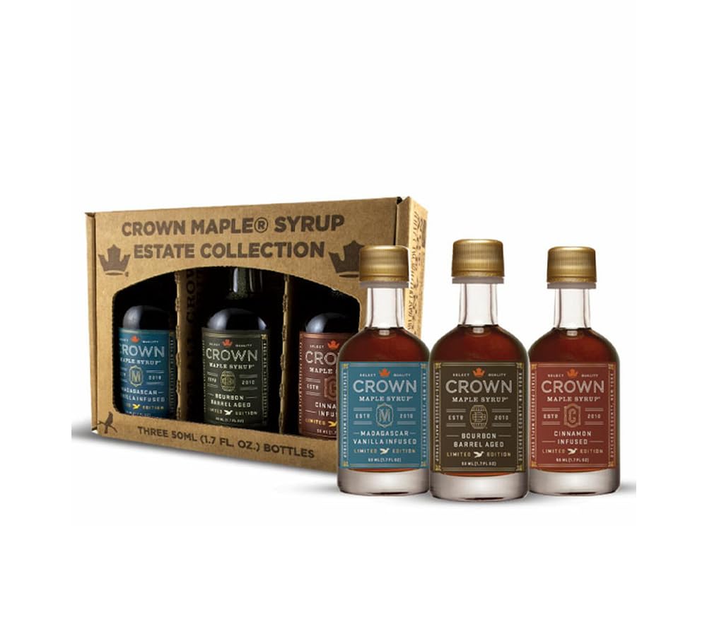 Crown Maple Artisan Trio Collection in Petite 50ML (1.7 Fl. Oz.) Window Box featuring Bourbon Barrel Aged, Madagascar Vanilla Infused