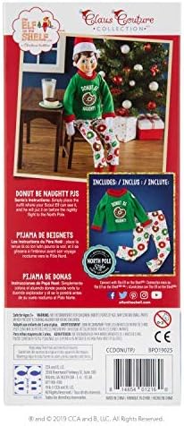 The Elf on the Shelf Donut Pajama Outfit - 2019 Retro Claus Couture Sleepover Set (Two Piece) - Cute Christmas Themed PJ Outfit For Both Boy and