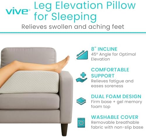 Xtra-Comfort Leg Elevation Pillow for Sleeping, Swelling, Post Surgery - Memory Foam Bed Wedge Pillow- Support Cushion for Pregnancy, Leg