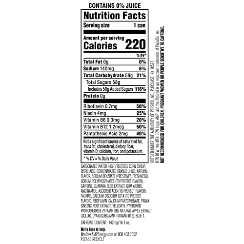 Mountain Dew AMP Energy Drink, Original, 16 fl oz cans (12 Pack) | Energy Drink with Caffeine & B Vitamins, Packaging May Vary