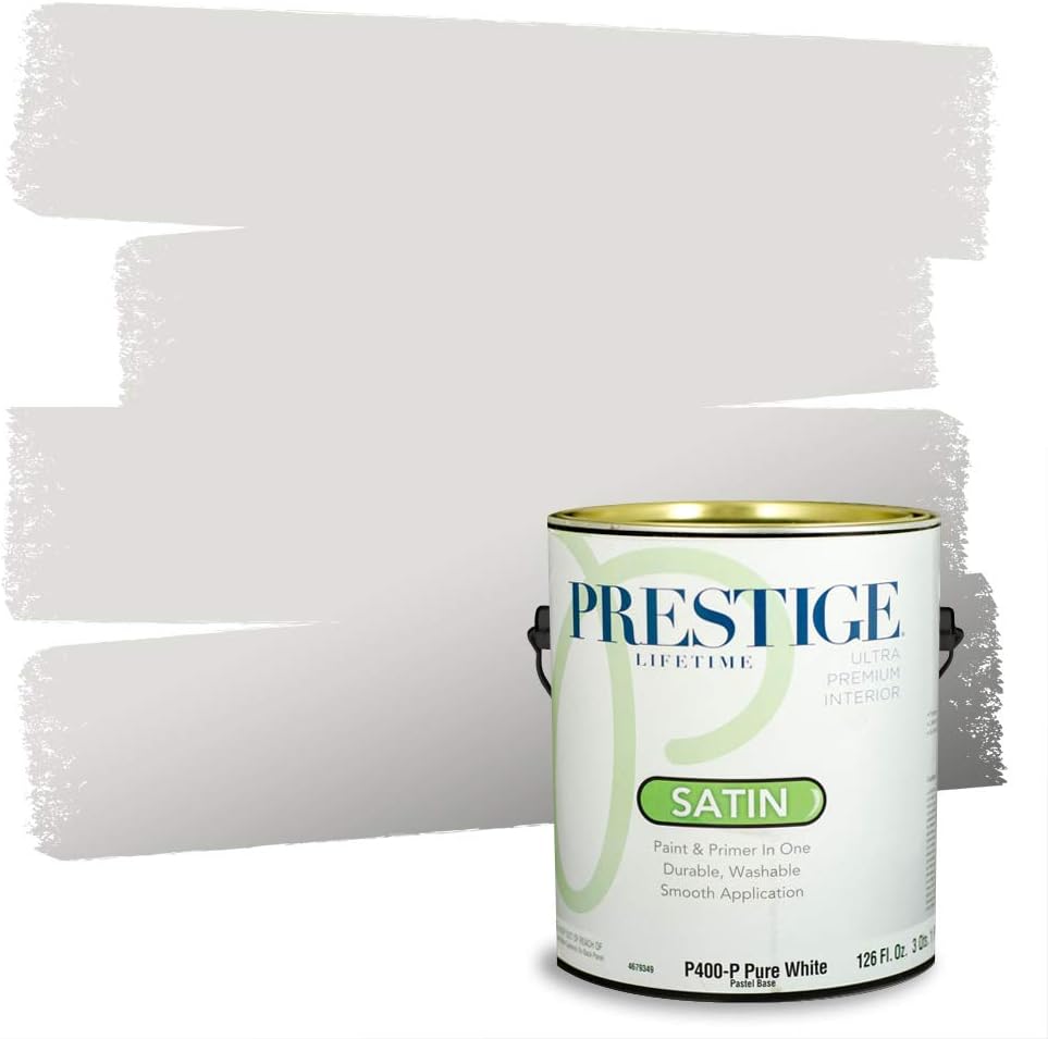 PRESTIGE Paints Exterior Paint and Primer In One, 1-Gallon, Semi-Gloss, Comparable Match of Sherwin Williams* Pure White*
