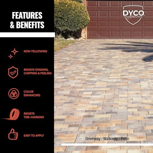 Dyco Paver Sealer Acrylic Waterproofing Sealer - Clear, 1 Gallon, Paver Sealer Wet Look, Concrete Patio Sealer, Concrete Sealer Driveway