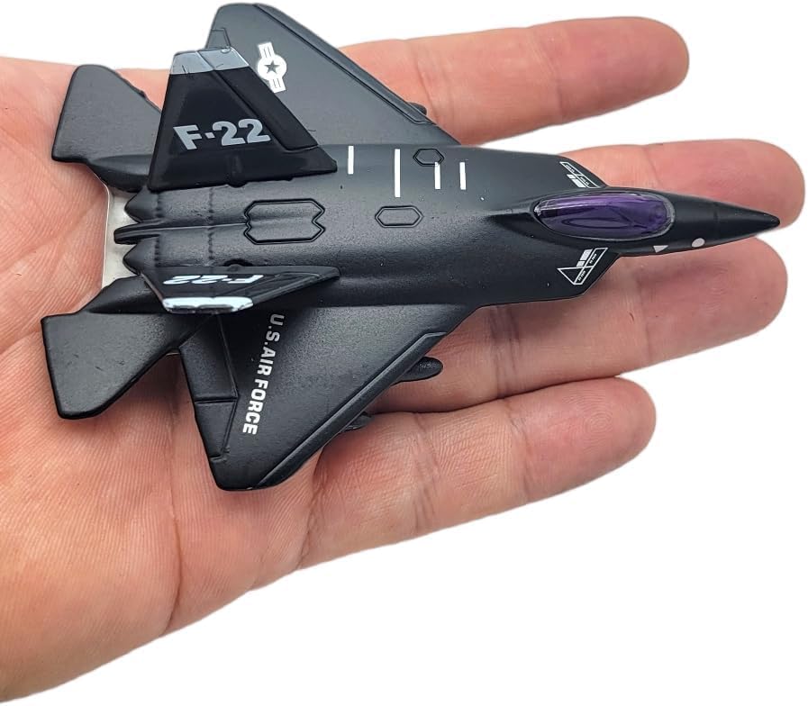 Die-Cast Metal United States Air Force Stealth Aircraft Set, 4.5 Inch, 4-Pack with Pullback Action, B2 Bomber, SR-71 Blackbird, F-117 Nighthawk