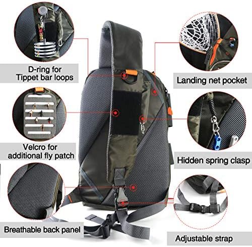 M MAXIMUMCATCH Maxcatch Fly Fishing Sling Pack Tackle Storage Shoulder Bag for Outdoor Fishing Hiking Hunting