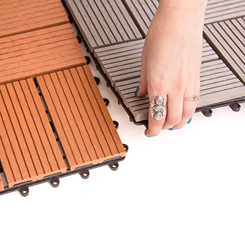 IncStores Helios Interlocking Patio Deck Tiles | All Weather | Waterproof Outdoor Flooring for Patio, Balcony Flooring, Garden and Poolside | 12"x12" | 11 Gray 6 Slate Tiles