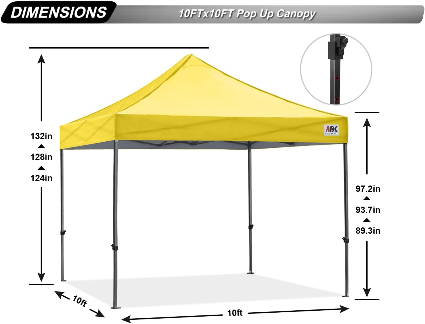 ABCCANOPY Patio Pop Up Canopy Tent 10x10 Commercial-Series (Black)
