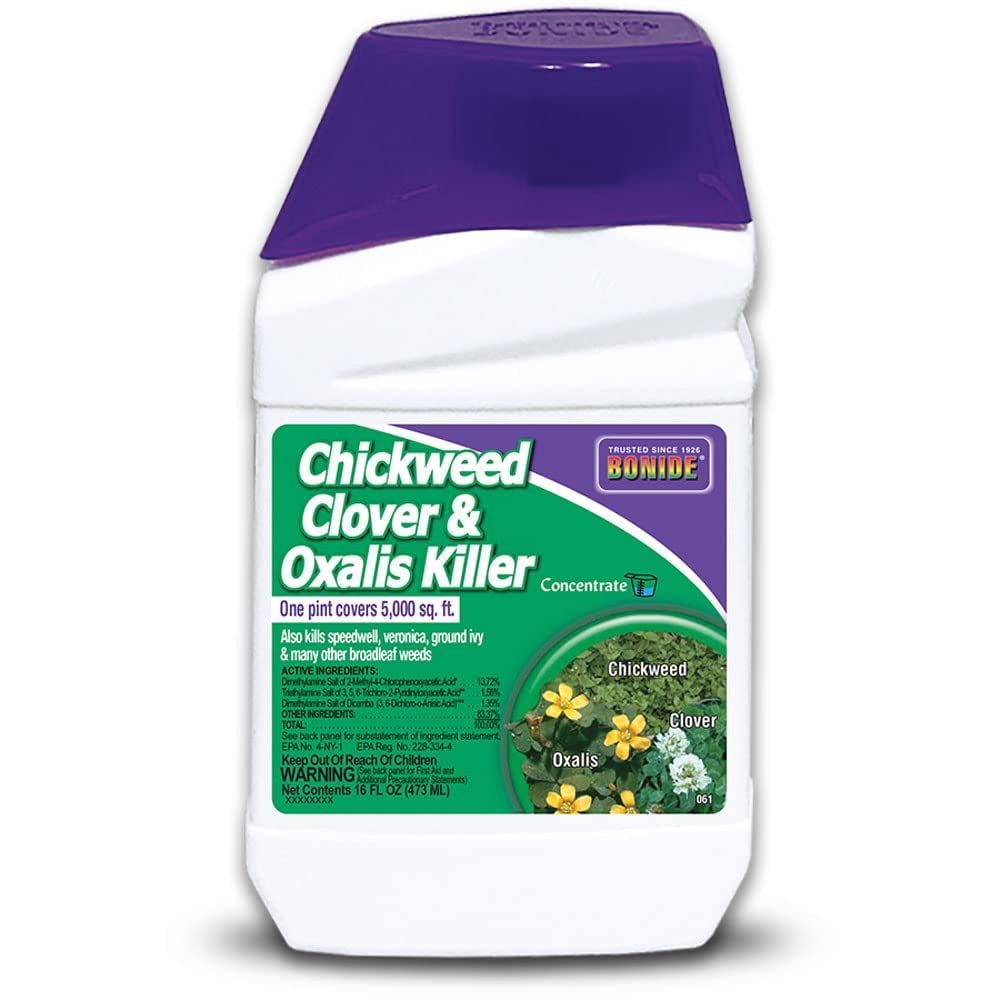 Bonide Chickweed, Clover and Oxalis Killer, 16 oz Concentrate | Controls Weeds and Roots Without Harming Lawn