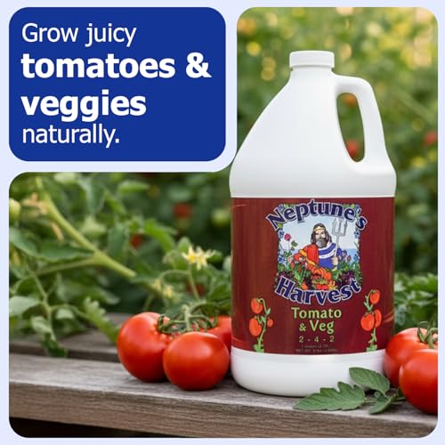 Neptune’s Harvest Organic Tomato & Vegetable Plant Fertilizer (2-4-2) - Liquid Plant Food w/Fresh Fish, Seaweed, Molasses, Yucca Extract, & Humic Acids - for Vegetable Garden (Gallon)