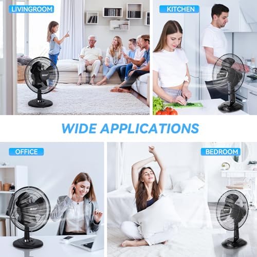 BEYOND BREEZE Oscillating Table Fan for Bedroom, 12-Inch & 3 Speeds, White