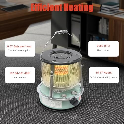 Kerosene Heater, 2600W Kerosene Portable Heaters for Outing Camping & Indoor Use with Handle, Emergency Oil Heater for Heating, Garage, Cooking(4.6L)