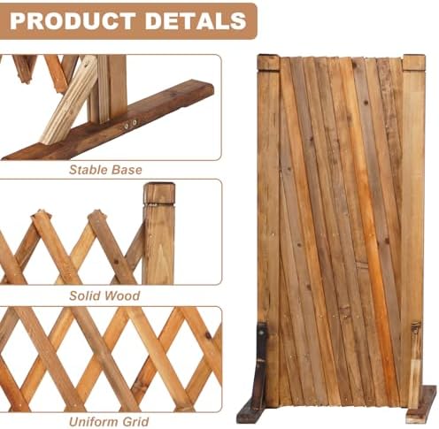 uyouous Garden Fence Wood Garden Fencing 2 Pack Extendable Instant Fence