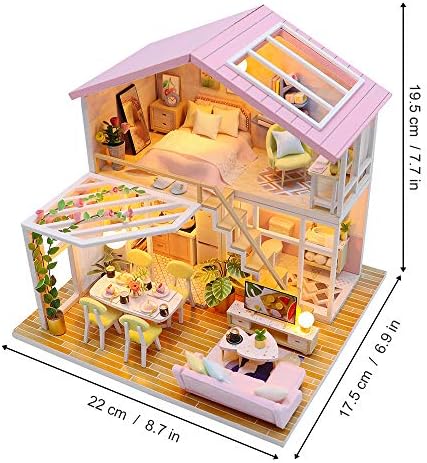 GuDoQi DIY Miniature Dollhouse Kit with Furniture, Tiny House kit 1:24 Scale, Need to Assemble Around 30 Hours