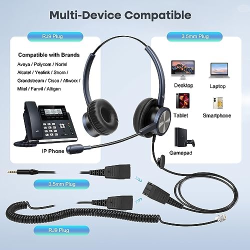 MAIRDI Telephone Headset with Microphone Noise Canceling