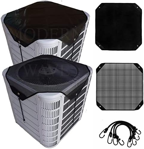MODERN WAVE - 2 (Two) Central Air Conditioner Covers for Outside Units 36 x 36 inch - 1 (One) Top Universal Mesh Cover and 1 (One) Winter Waterproof