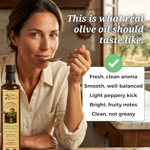 Papa Vince Hydroxytyrosol Lab-Verified Olive Oil - Drinking EVOO, Fresh Taste, High in Polyphenols, First Cold Press, Family Harvest, Sicily, Italy