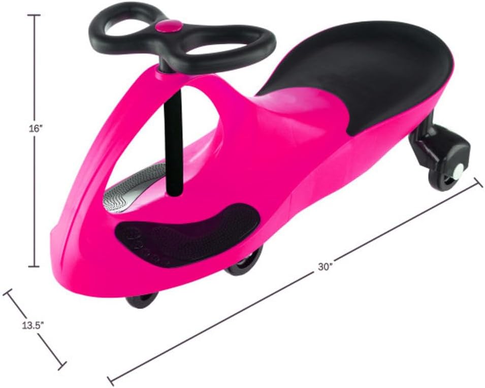 Wiggle Car Ride On Toy - No Batteries, Gears or Pedals - Twist, Swivel, Go - Outdoor Ride Ons for Kids 3 Years and Up by Lil' Rider (Hot Pink and Black)