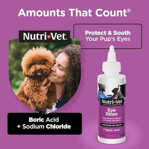 Nutri-Vet Dog Eye Wash, Tear Stain Remover for Dogs, Pet Eye Rinse, 4oz | Eye Wash for Dogs, Dog Eye Cleaner, Tear Stains, Pet Safe Formula