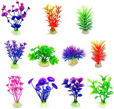 CousDUoBe Artificial Aquatic Plants 11 Pcs Small Aquarium Plants Artificial Fish Tank Decorations，Used for Household and Office Aquarium